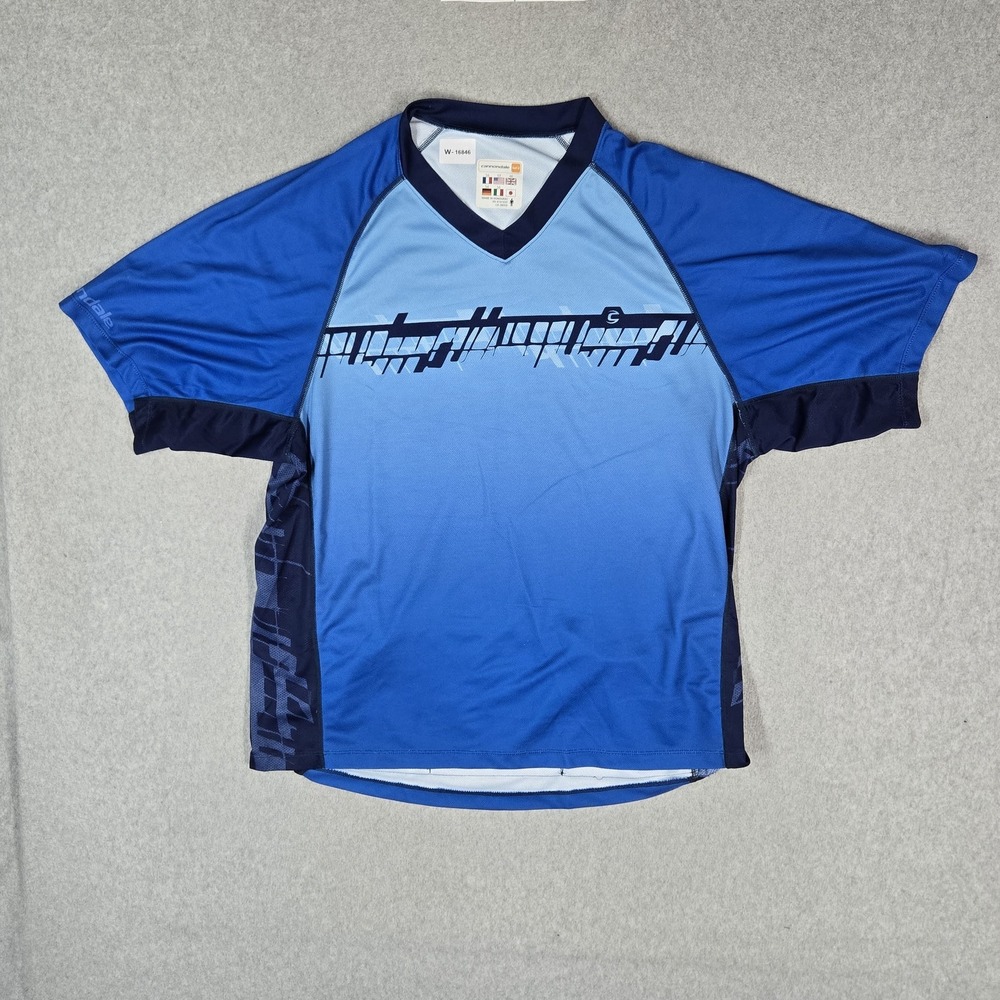 Cannondale Men Shirt XX Blue Abstract Activewear Cycling Jersey Short Sleeve